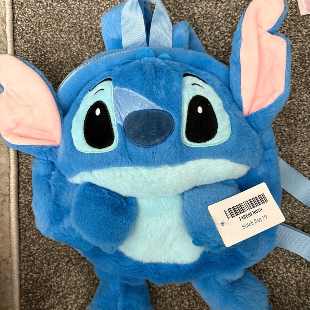 Blue Plush Character Kids Backpack - Soft Stuffed Toy Bag